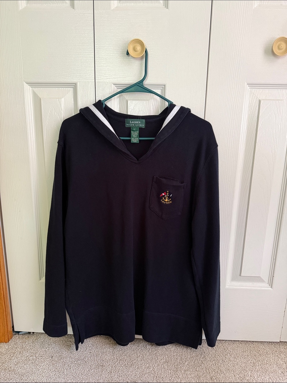 Ralph Lauren Navy Pullover with White-Trim Sailor Collar